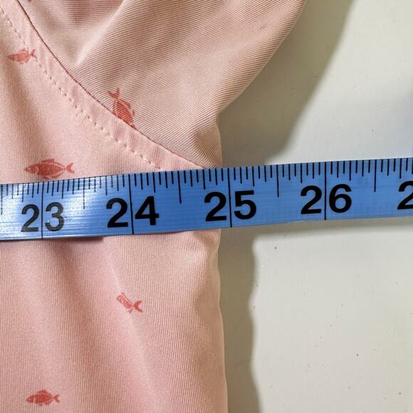 FootJoy School of Fish Print Lisle Self Collar Polo Shirt Pink Men XL - Picture 6 of 7